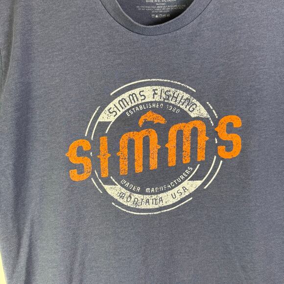Simms Shirt Mens M Blue Outdoor Fishing Short Sleeve Crew Neck - Picture 2 of 6
